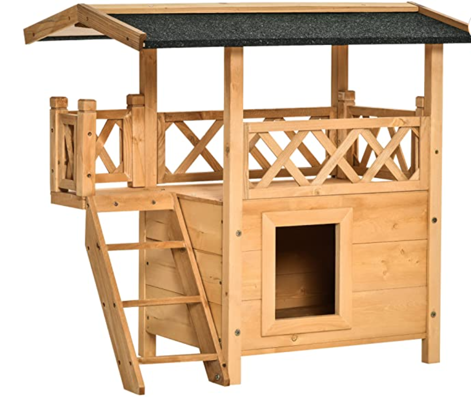 Cabane maison en bois pour chats